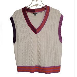 Wild Fable  Oversized V-Neck Cable Knit Sleeveless Sweater Vest Size XS